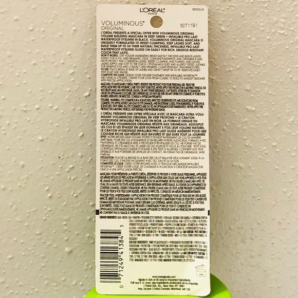 New L’Oréal Voluminous Green Mascara Eyeliner - Picture 2 of 2